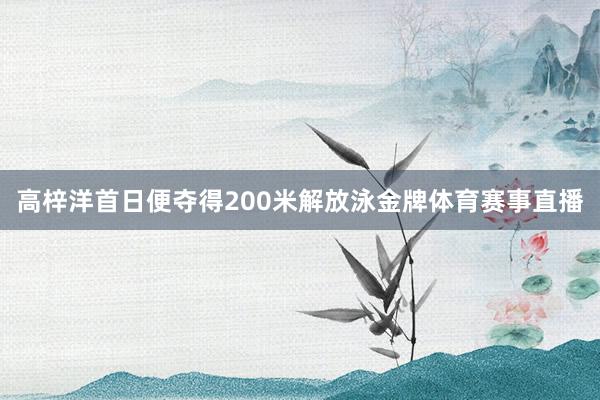 高梓洋首日便夺得200米解放泳金牌体育赛事直播